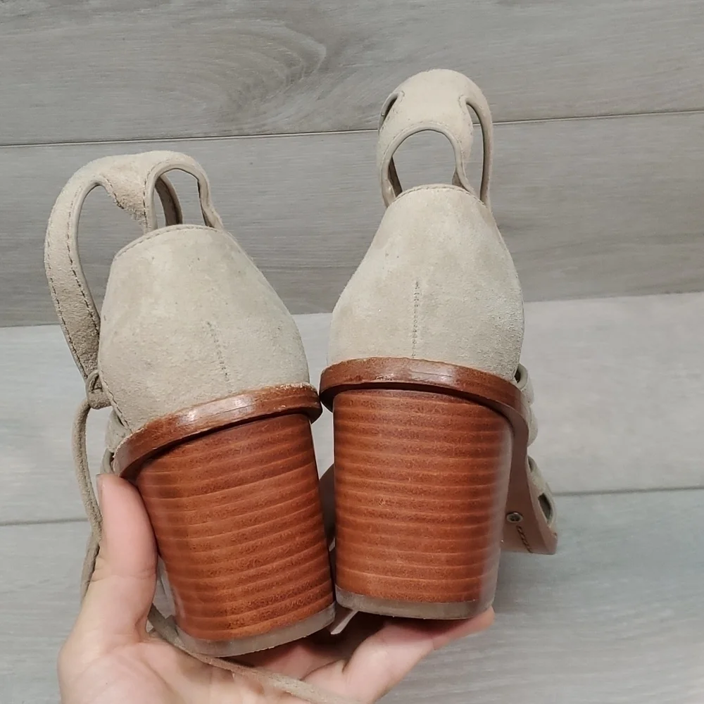 Frye Womens Gladiator Brielle Heels Suede Sandals shoes sz 8.5M